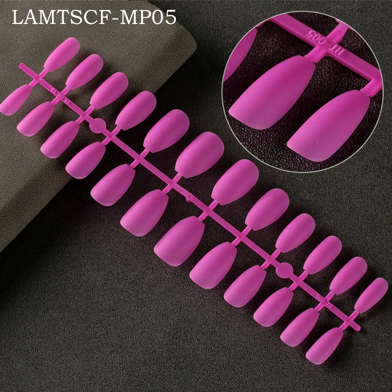 24tips/pc French White Fake Nails Matte /Glossy Detachable Long Square Natural False Press on Nails Manicure Faux Ongles