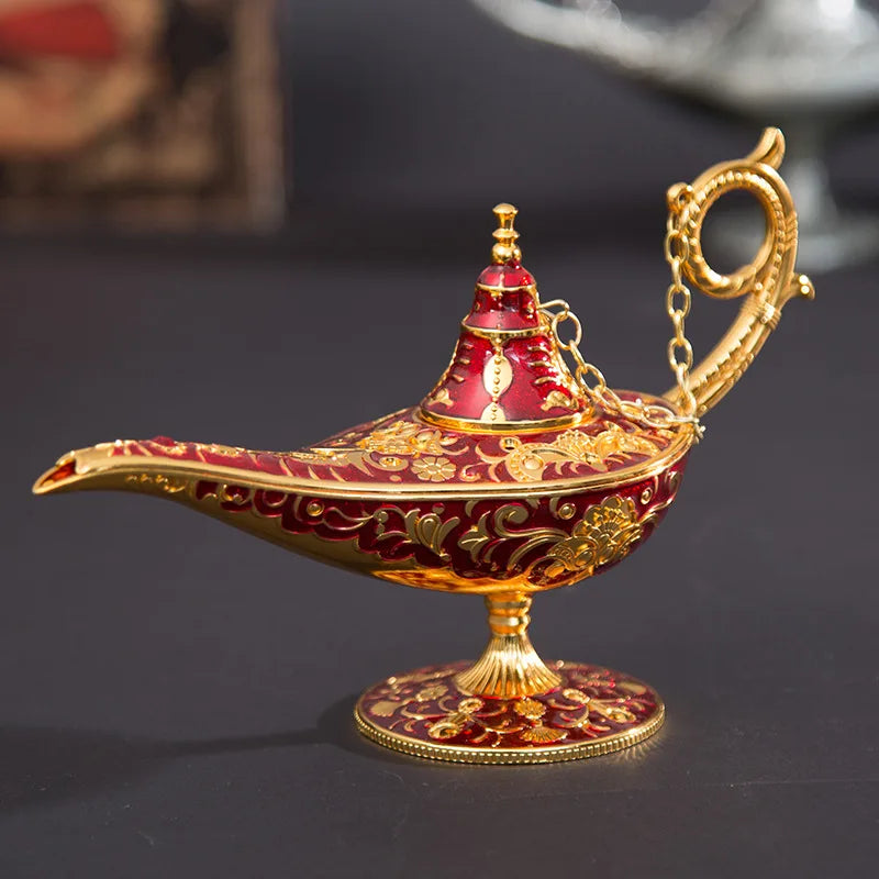 ERMAKOVA Classic Rare Hollow Legend Aladdin Magic Genie Lamps Incense Burners Retro Wishing Oil Lamp Home Decor Gift