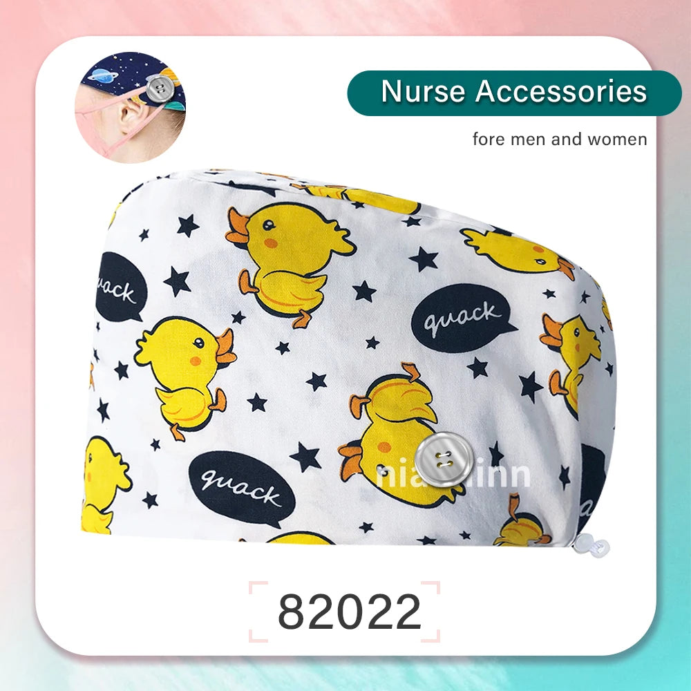Nurse Scrubs Cap Women Health Workers Frosted Hat Lab Operator Work Cap Beauty Salon Dustjproof Working Hat Adjustable Scrub Cap