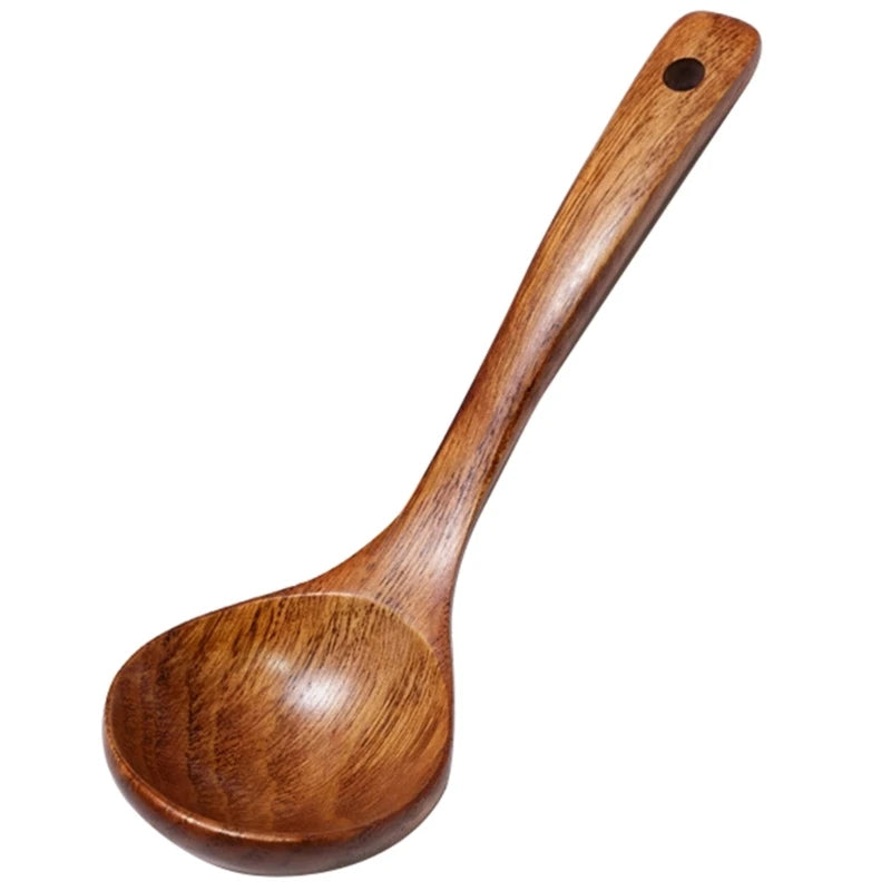 Soup Spoon Wooden Long Soup Ladle Rice Sugar Salt Spoon Porridge Spoon Natural Wooden Spoon for Eating Mixing