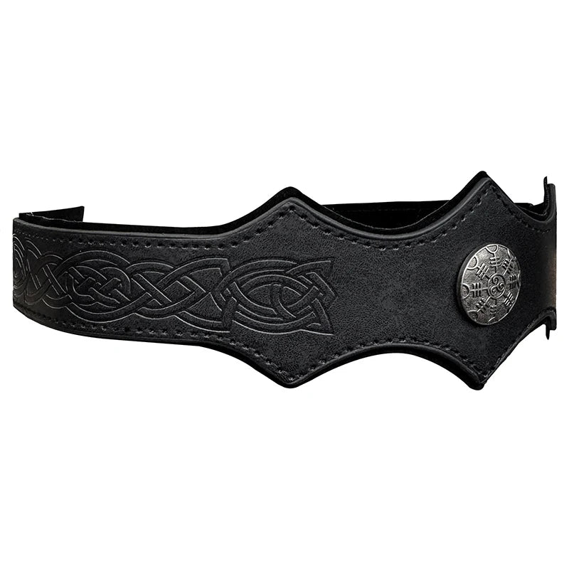 Medieval Viking Tiara PU Leather Head Ring Renaissance King Crown Headwear Medieval Noble Knight Headband Larp Cosplay Props