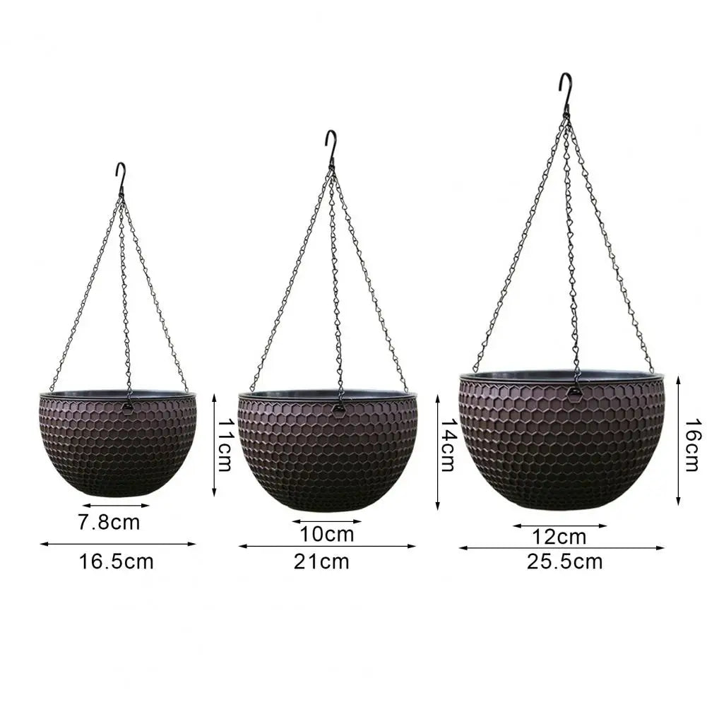 Beautiful Hanging Flower Pot 3 Sizes Waterproof Outdoor Resin Plant Hanger Hanging Flower Basket Self Water Absorption