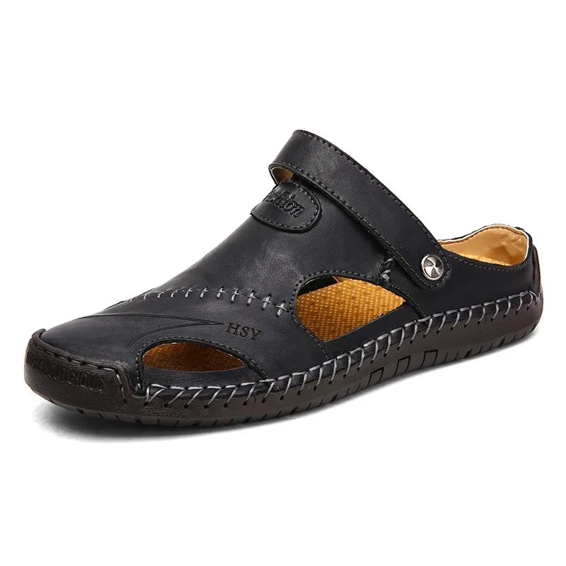 Summer Sandals Men Leather Classic Roman Sandals 2025 Slipper Outdoor Sneaker Beach Rubber Flip Flops Men Water Trekking Sandals
