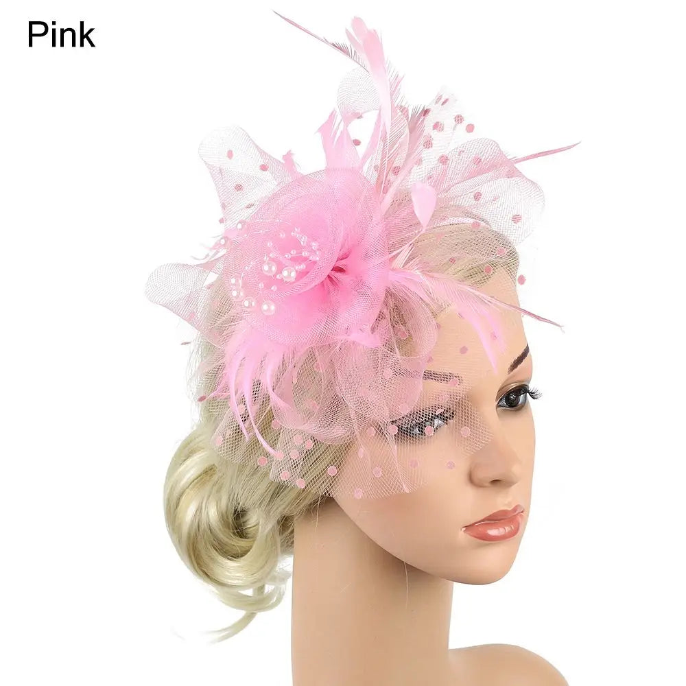 Bride Headwear hat Veil Wedding Hair Accessories Flowers Feather Mesh Veil Face Cover Multi Colors Korea Japan Black White
