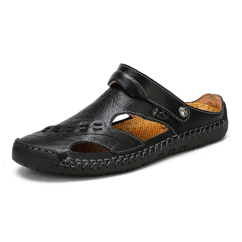 Genuine Leather Men Sandals Summer Man Slippers Comfortable Trend Slip on Baotou Male Sandals Outdoor Casual Trekking Sandales