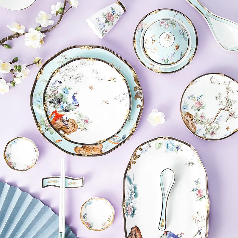 High-end Exquisite Bone China Dinner Plate Gilded Animal Pattern Cooking Dishes Dessert Salad Plate Hotel Kitchen Tableware New