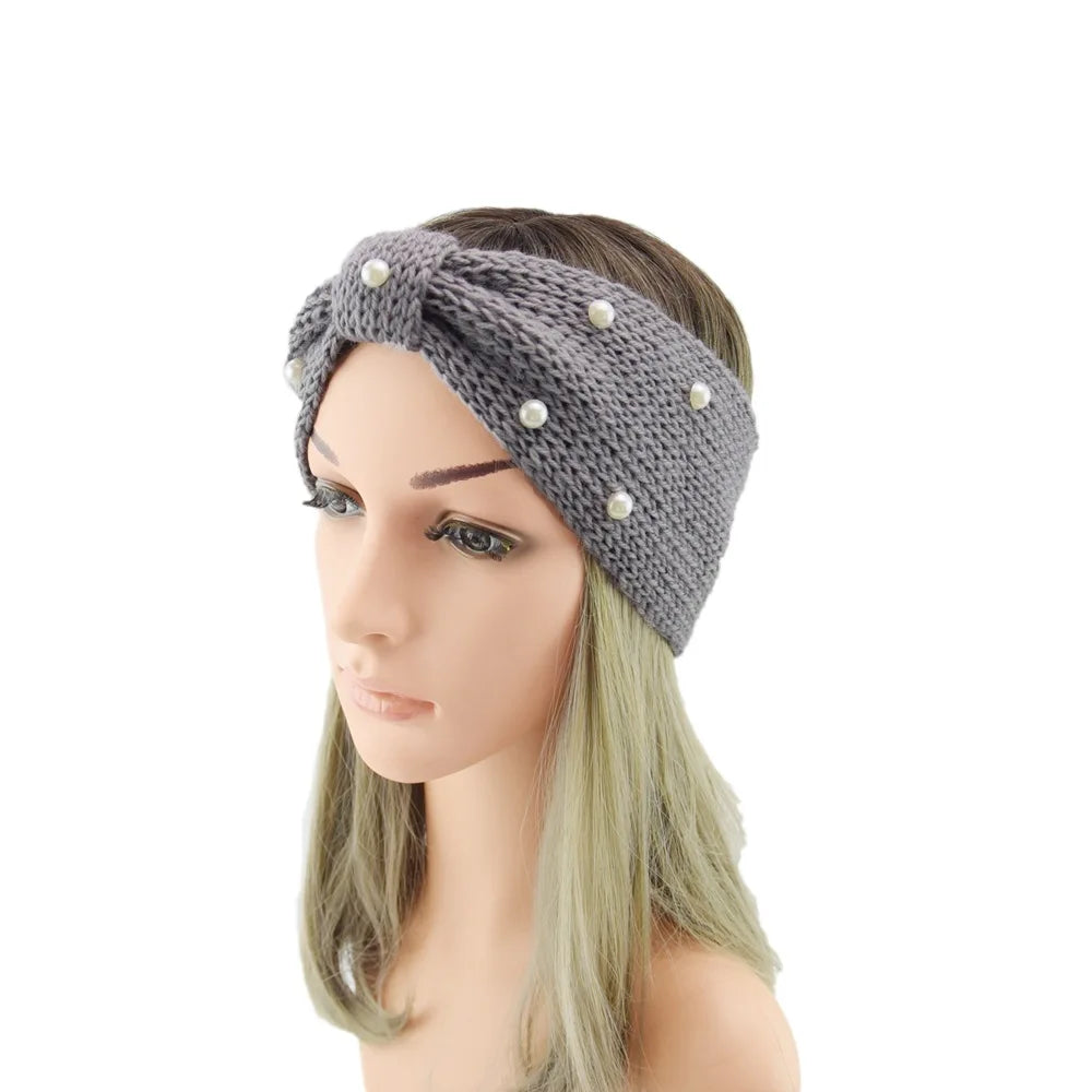 New Bowknot Pearl Headbands for Woman Solid Wash Face Hairband Elastic Sports Yoga Headwear Girls Hair Band Hair Accessories