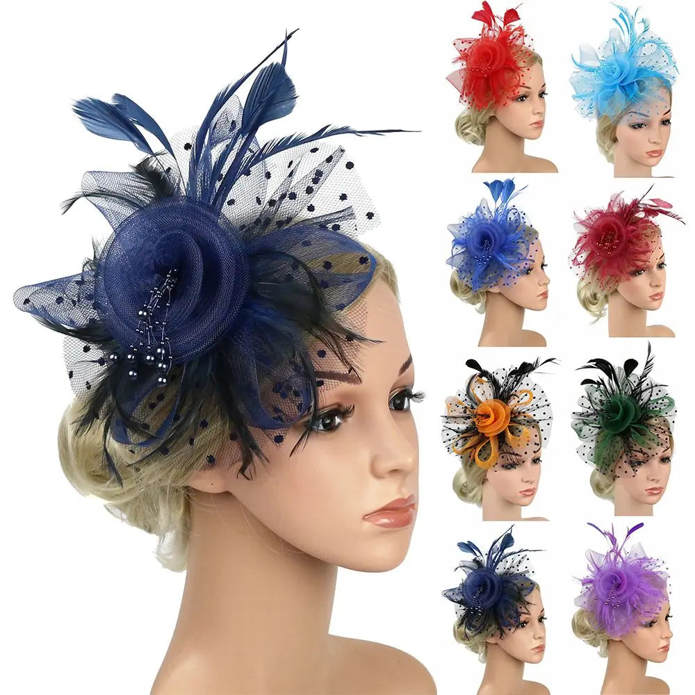 Bride Headwear hat Veil Wedding Hair Accessories Flowers Feather Mesh Veil Face Cover Multi Colors Korea Japan Black White