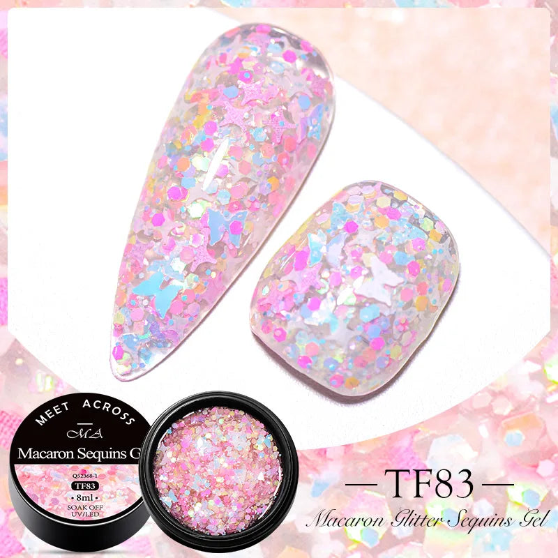 MEET ACROSS 5ML Blue Dried Flower Gel Nail Polish Natural Flower Fairy Nail Art Soak Off UV LED Painting Gel Varnish For Nails