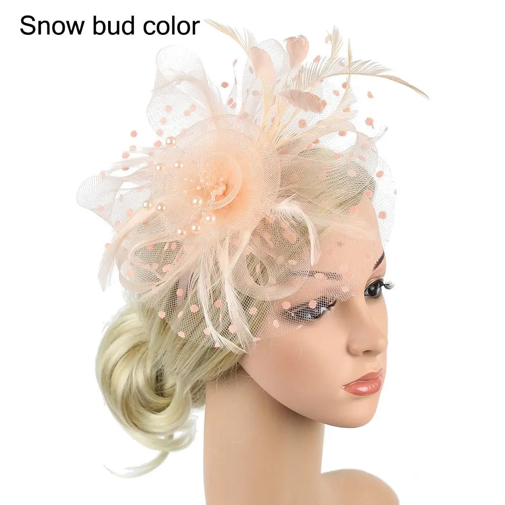 Bride Headwear hat Veil Wedding Hair Accessories Flowers Feather Mesh Veil Face Cover Multi Colors Korea Japan Black White