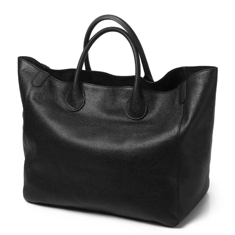 Free Custom Name Tote Bag Women High Quality Soft Comfortable Genuine Leather Minimalist Casual Large Capacity 41cm Big Handbag
