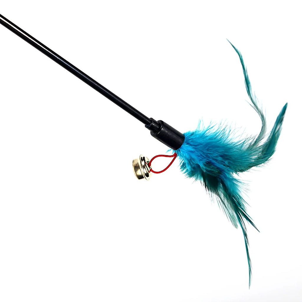1pcs Cat Toy Cat Teaser Cat Toys Make A Cat Stick Feather with Small Bell Natural Like Birds for Cats Dropshipping Pet Toys