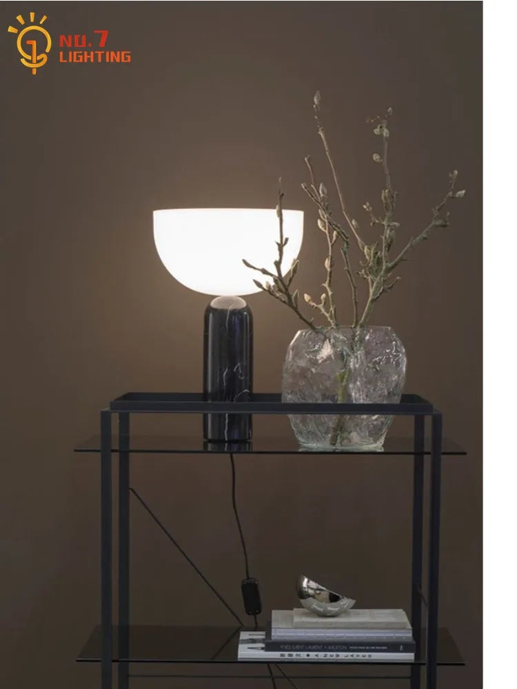 Danish Design Marble Mushroom Table Lamp LED Minimalist Modern Light Fixtures Home Decor Living Room Bedroom Study Bedside Cafe
