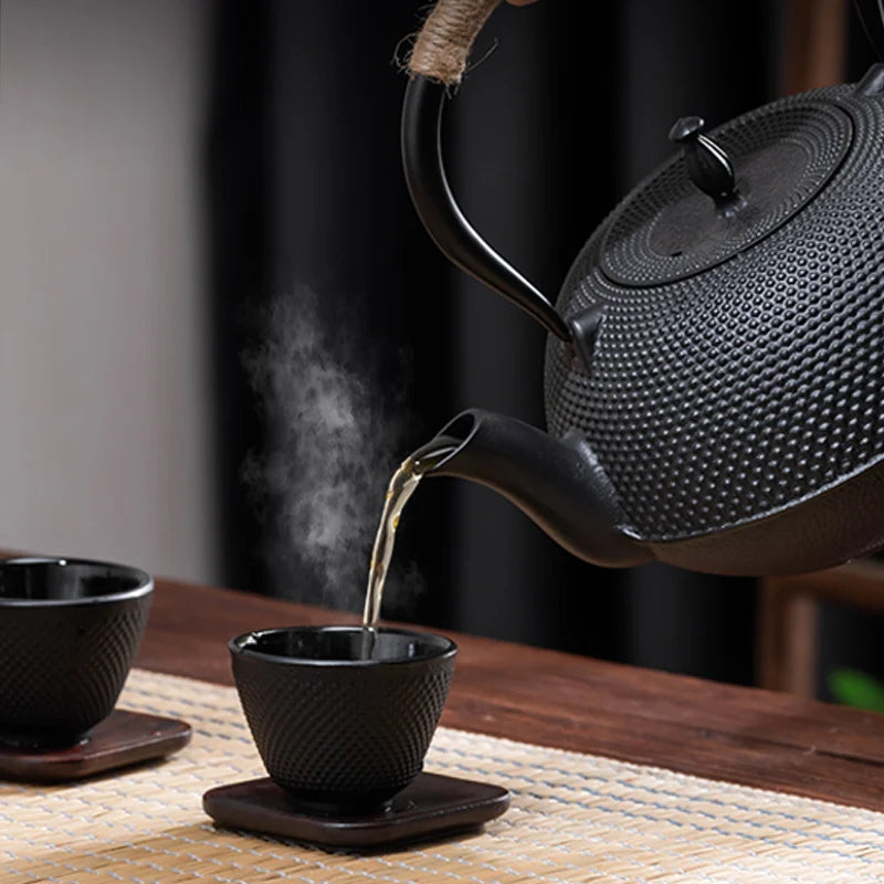 GIANXI Cast Iron Tea Pot Camping Party Around The Stove Boiling Tea Water Separation Teacup Accessories Pu 'er Tea Set