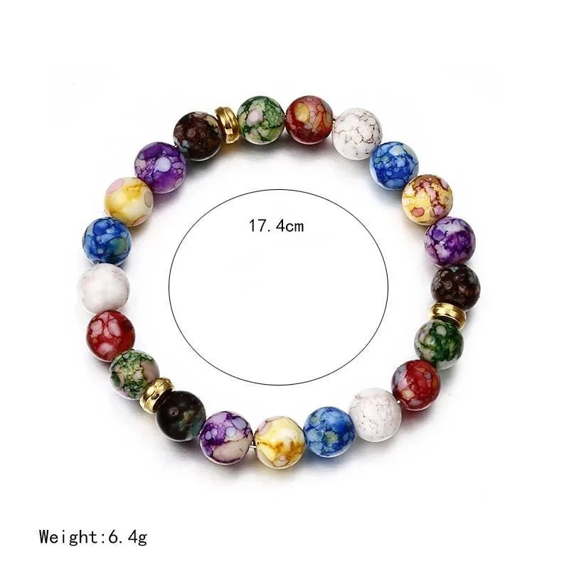 7 Chakra Natural Stone Handmade Braided Double Layer Lava Bracelets for Men Women Colorful Beaded Healing Yoga Jewelry Bracelet