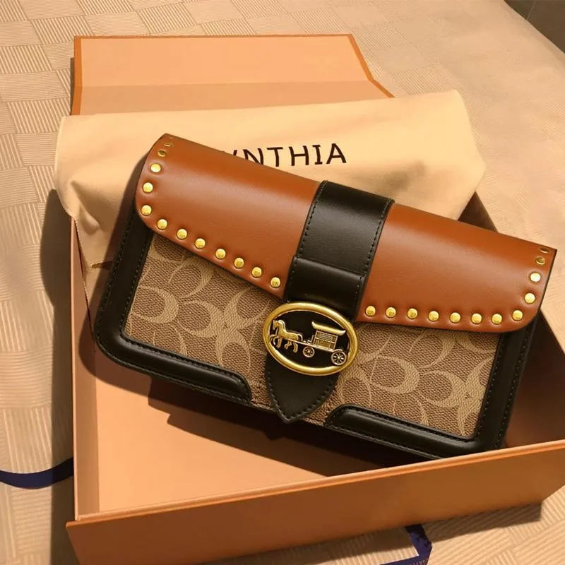 Women's Bag 2025 New Retro Underarm Bag High end Light Luxury Printed One Shoulder Handbag Contrast Color Minimalist Fashion