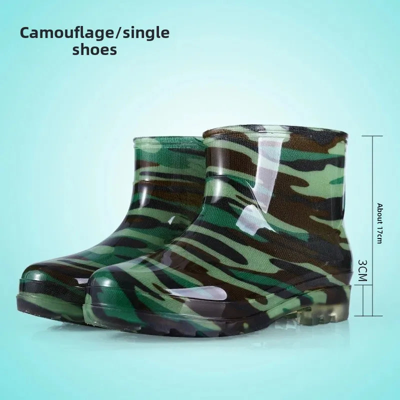 Luding Short Boots Black Men's Rain Shoes Food Factory Dustproof White Work Shoes Kitchen Yellow Rubber Shoes Camouflage Water S