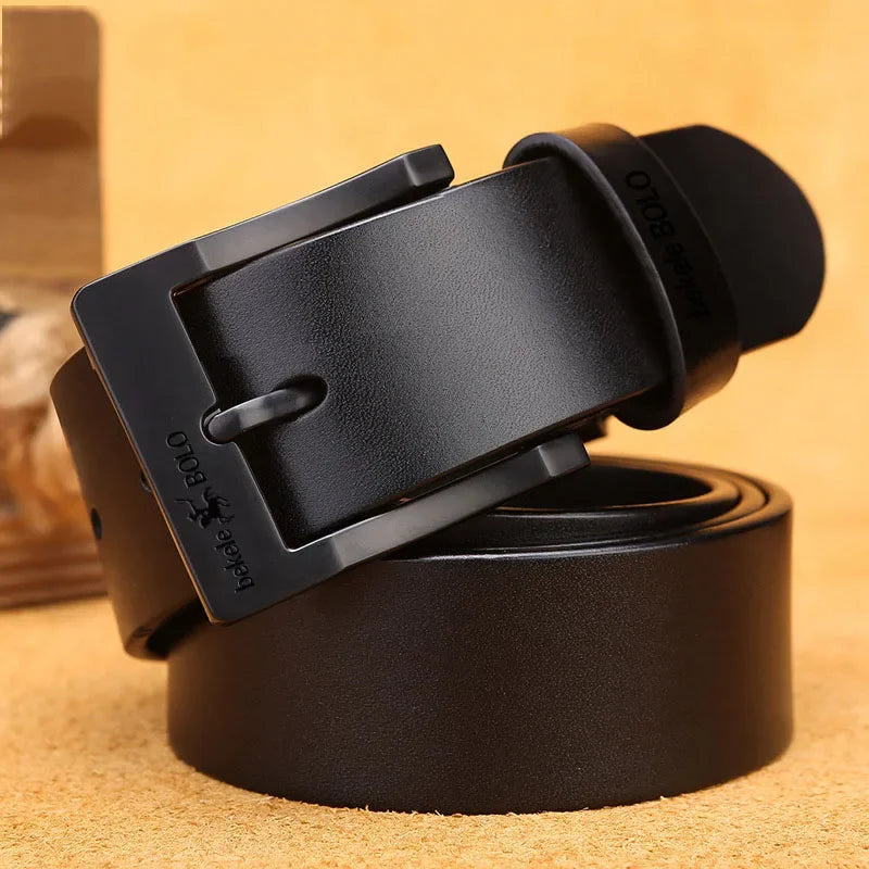 Genuine Leather Belt for Men's High Quality Alloy Pin Buckle Jeans Cowskin Casual Belts Business Cowboy Waistband Designer