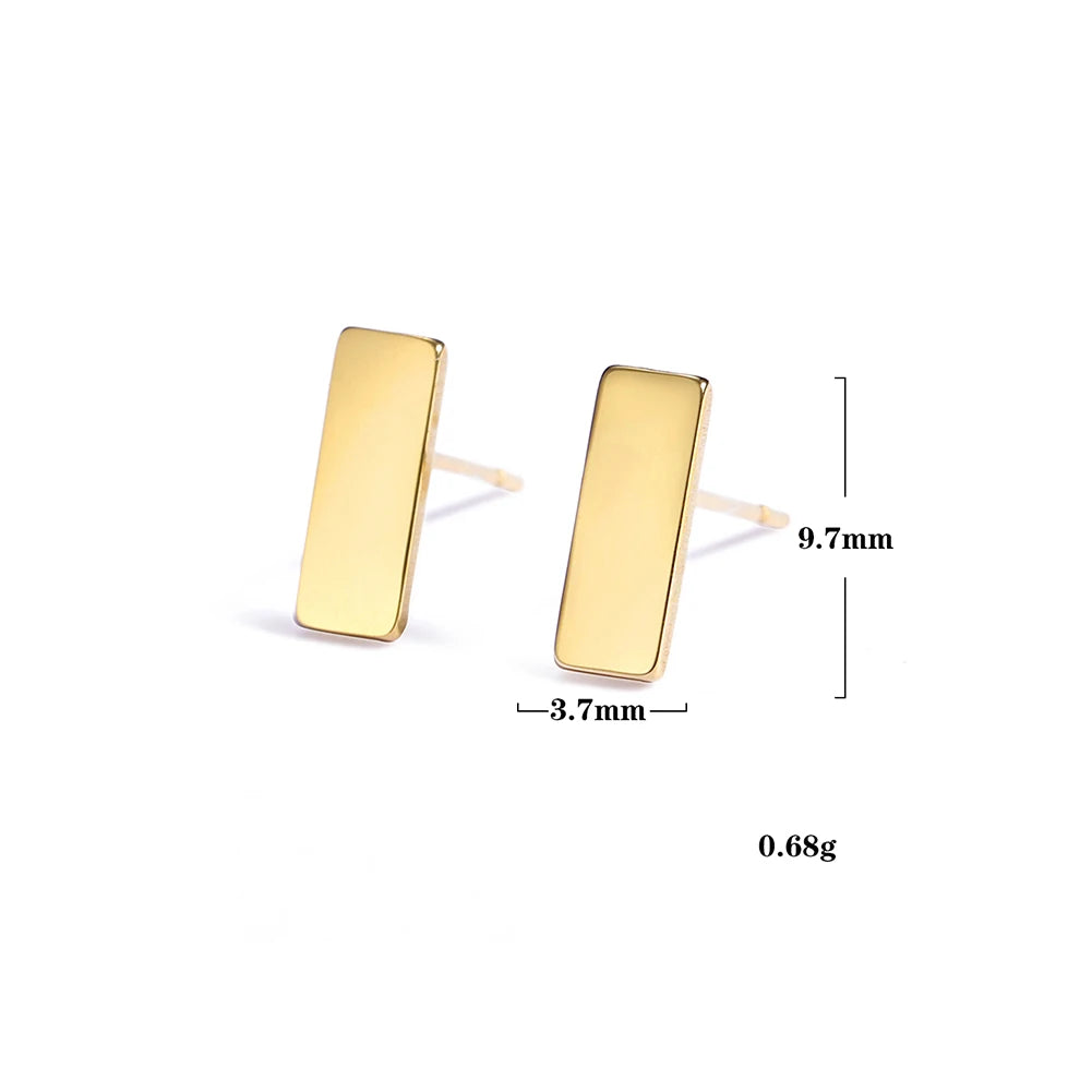 Skyrim Heart Stud Earrings Women Girls Stainless Steel Rectangle Oval Triangle Geometric Earring Minimalist Trend Jewelry Gifts