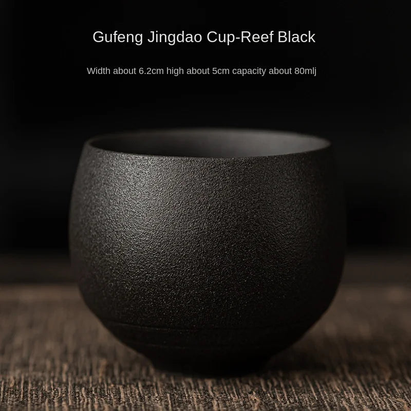 1pc Japanese Style Handmade Stoneware Tea Cup Kung Fu Tea Set Tea Cup Small Single Cup Ancient Style Quiet Road Cup Bowl Teacup