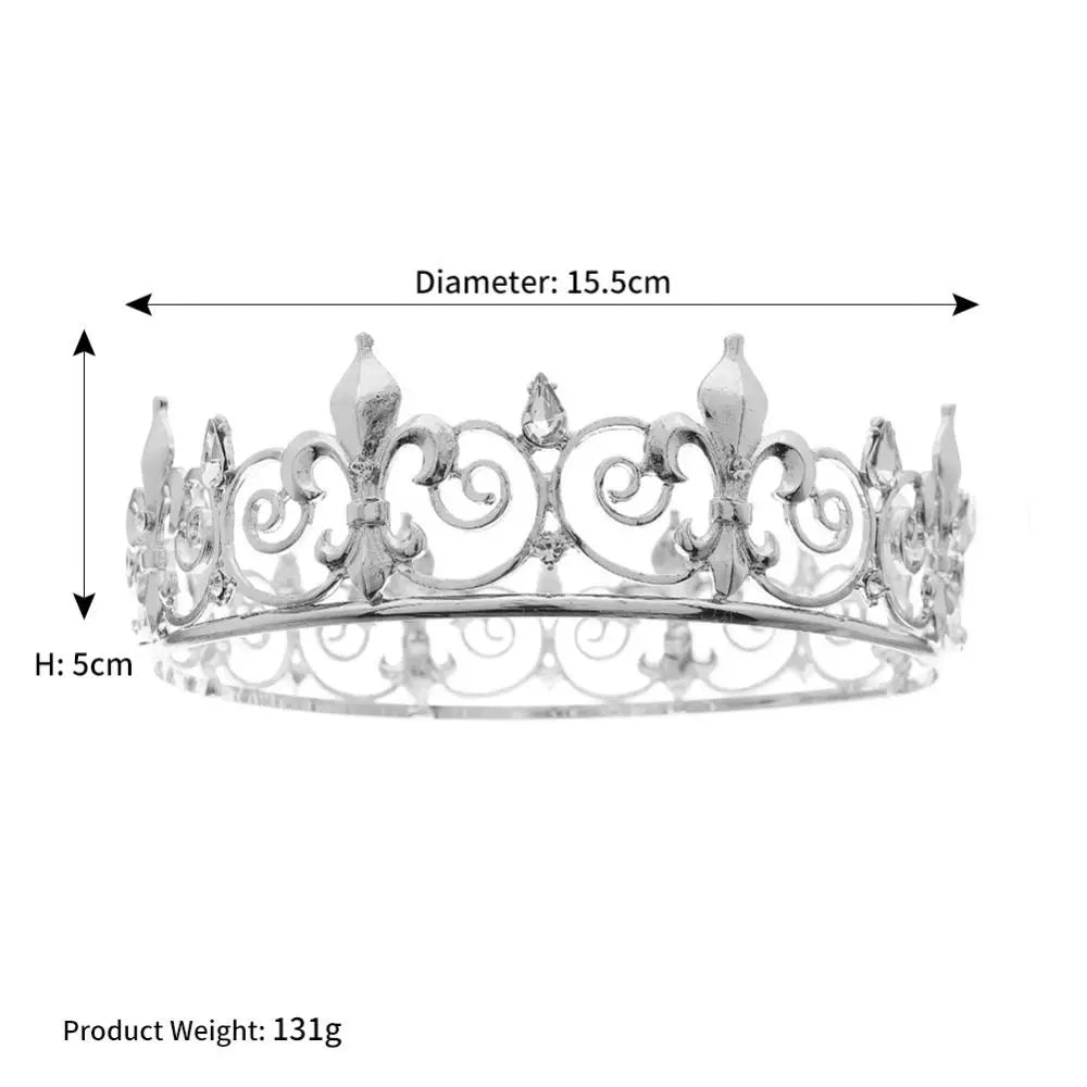 Bar Mitzvah Crown King Crown Hair Hoop Headband Metal Prince Crowns Korean Style Hair Accessories Round Tiaras Girls Gift