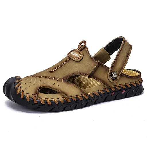 Summer Sandals Men Leather Classic Roman Sandals Comfort Slipper Outdoor Beach Rubber Flip Flops Men Water Trekking Sandals