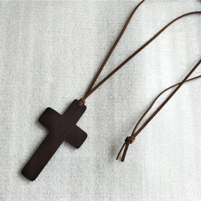 Retro Men Women Brown/Black Rope for Cross Pendant Christian Religious Neck
