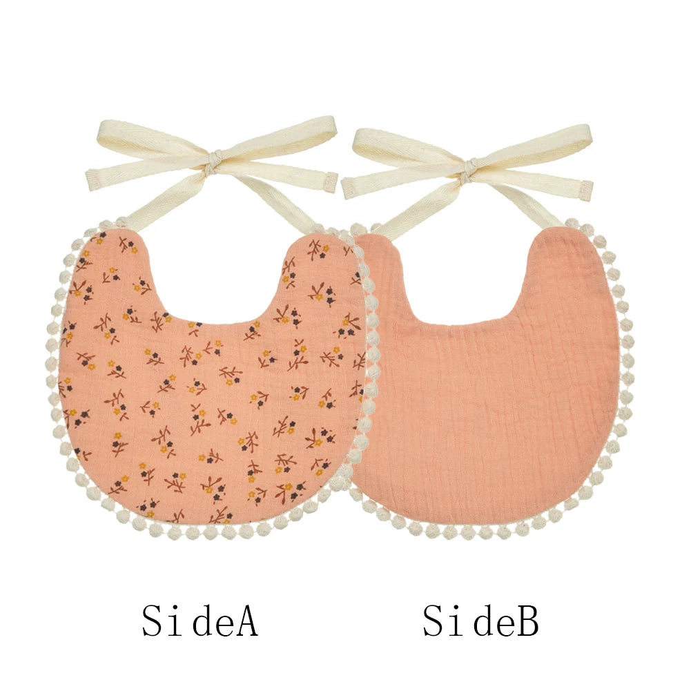 Muslin Cotton Baby Boys Girls Bibs Double Side Flower Rainbow Print Saliva Towel Infant Feeding Burp Cloth Kids Adjustable Scarf