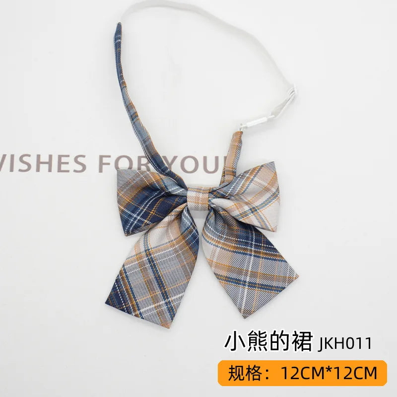 Trendy JK Ties Bowtie Women College Student Collar Neckwear Daily Shirt Accessories Cotton Plaid Bowknot Lolita Girls Lazy-tie