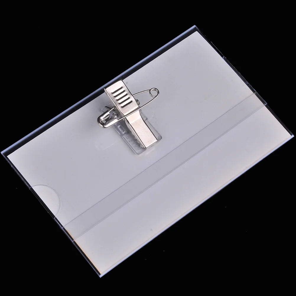 50 Pcs Badge Name Tag Holders Clips For Staff Chest Card Identification Lanyard Holder Pin Alligator Card Case Plastic