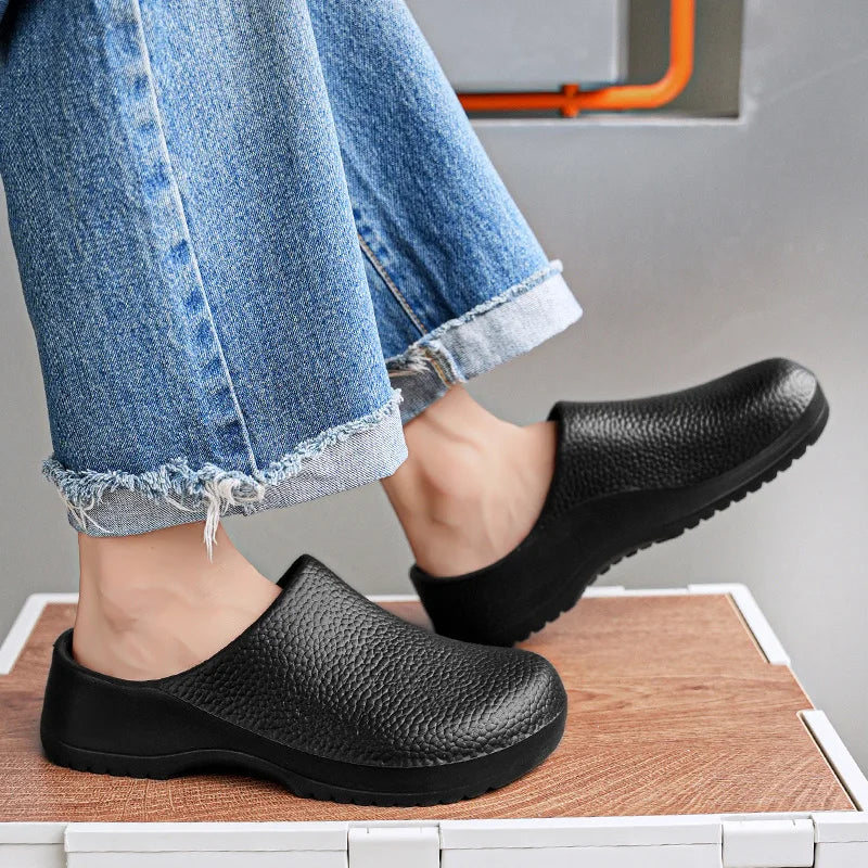 Couple Chef Shoes Four Seasons Waterproof  Anti slip Men's and Women's casual Business Work Shoes Fashion comfort Half EVA Shoes