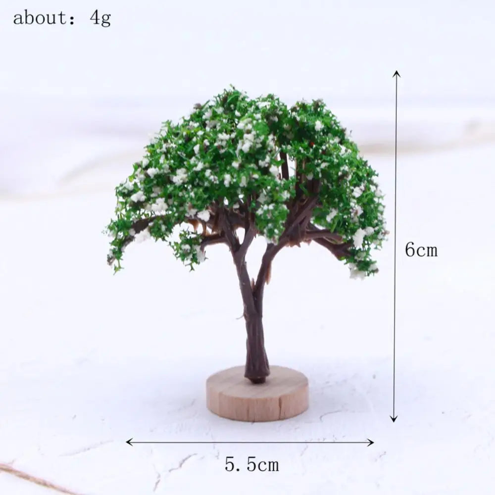 Plastic Model Trees Artificial Moss Rocks/Wooden Base Natural Green Dollhouse Mini Tree Simulation Bonsai Figurine