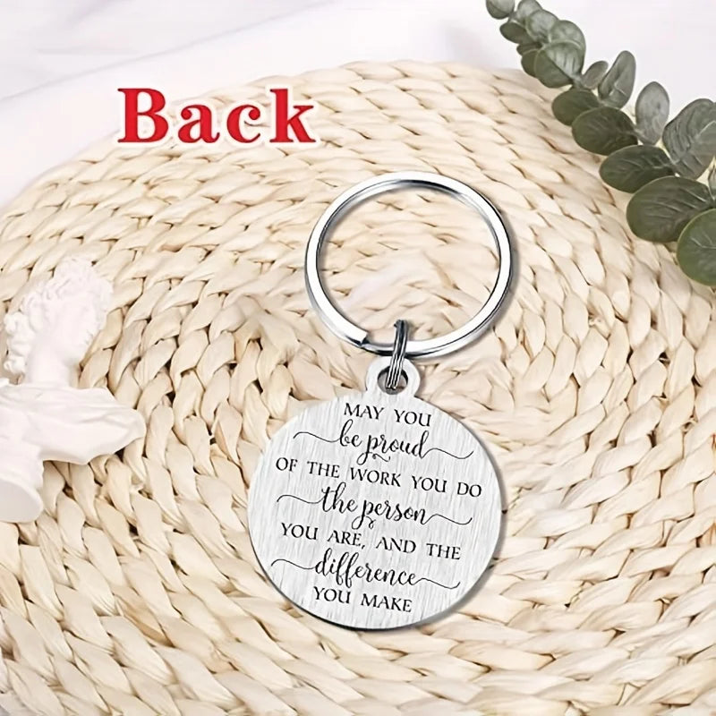 1pc New Employee Coworker Staff Appreciation Keychain Gifts For Women Men Stainless Steel Thank You For Being Awesome Present