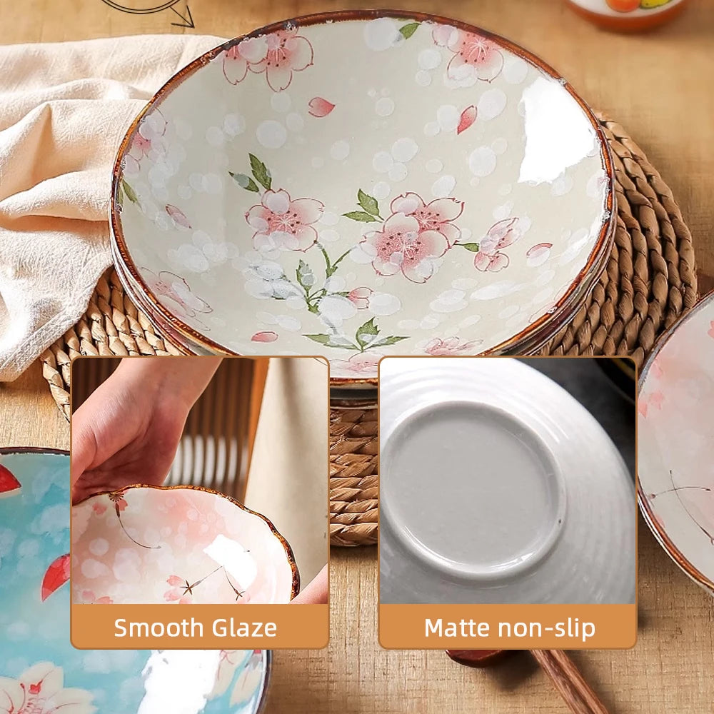 7.4inch Ceramic Dinner Plates Japanese Retro Deep Round Plate Dinner Plates Pasta Plate Kitchen Tableware Microwave Oven Bakware