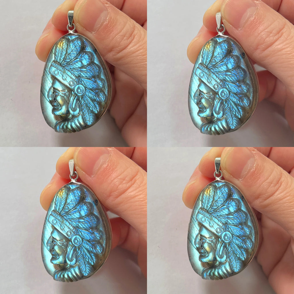 Gem Pendant Natural Stone Irregular Shape Bead Purple Blue Labradorite Necklace Pendant for Women Men Jewelry Gift 1Pcs