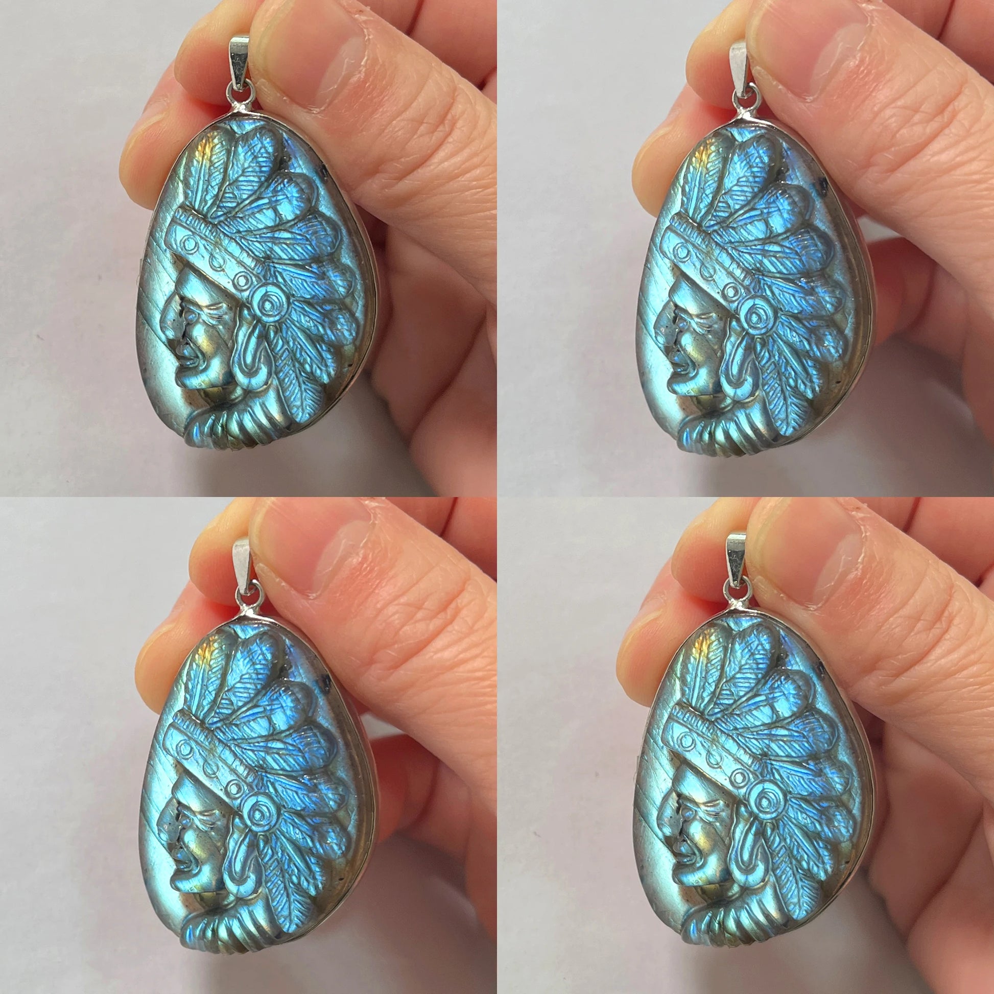 Gem Pendant Natural Stone Irregular Shape Bead Purple Blue Labradorite Necklace Pendant for Women Men Jewelry Gift 1Pcs