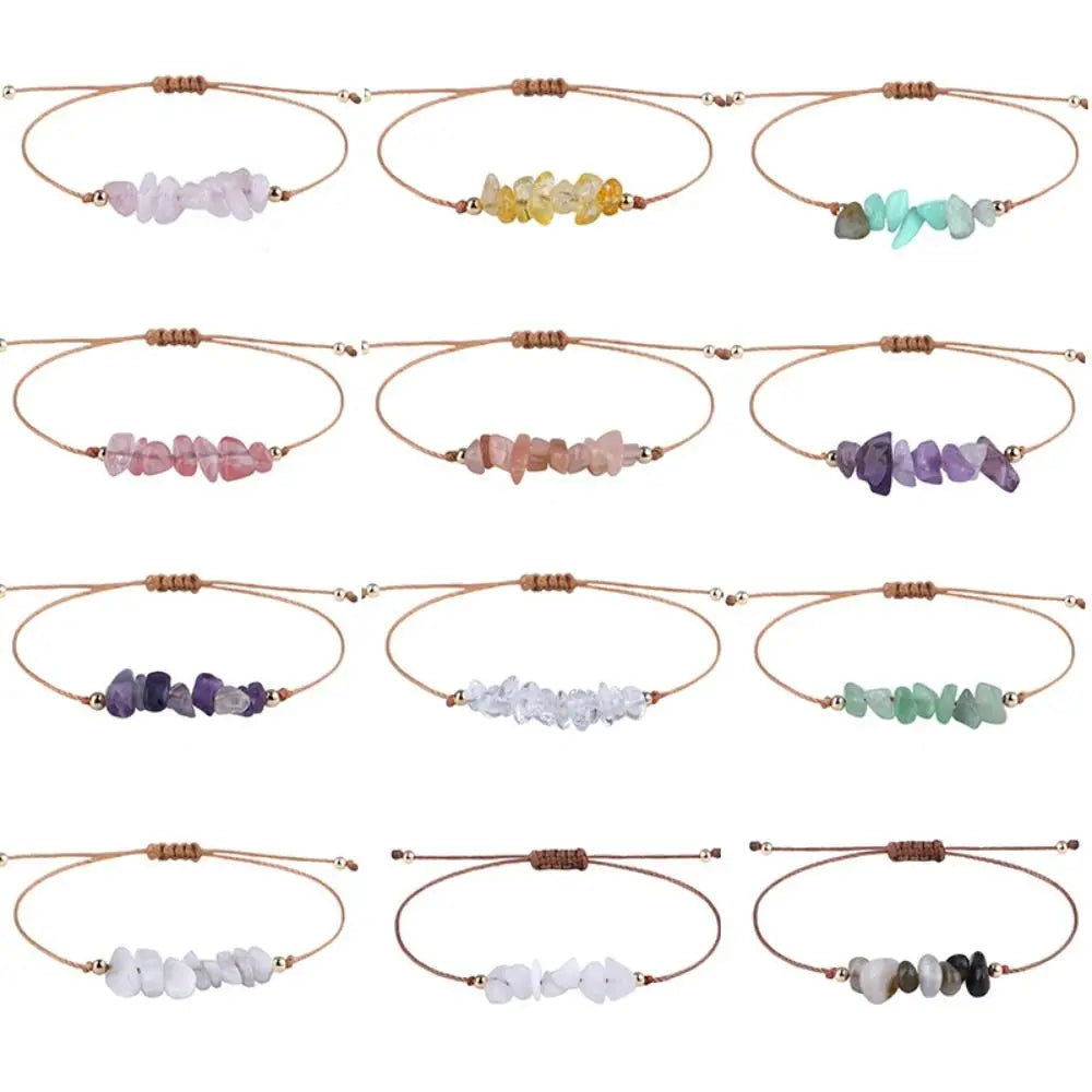 Natural Stone Amethysts Fluorite Bohemia Bracelet Crystal Gravel Bracelets Beach Body Jewelry Women Jewelry Accessories