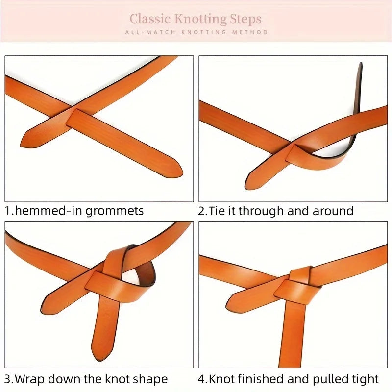 Knotted Strap Cowhide Belt Women Soft Genuine Leather Gothic Retro Luxury Designer Girdle Corset Dress Belts
