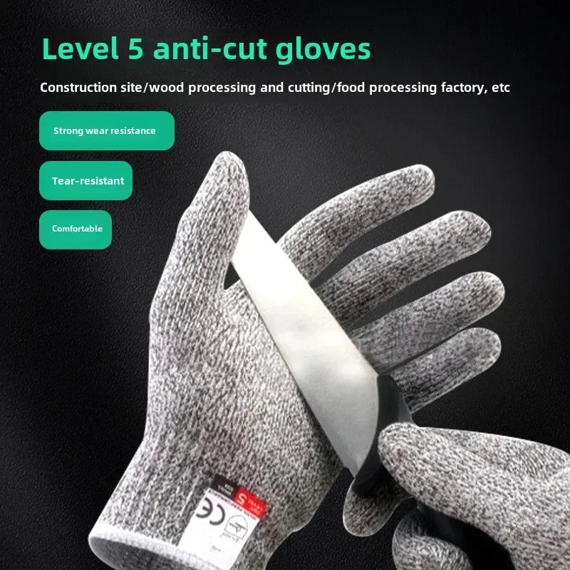 Grade 5 cutting resistant gloves, kitchen HPPE scratch resistant glass cutting safety protection, gardener protection work