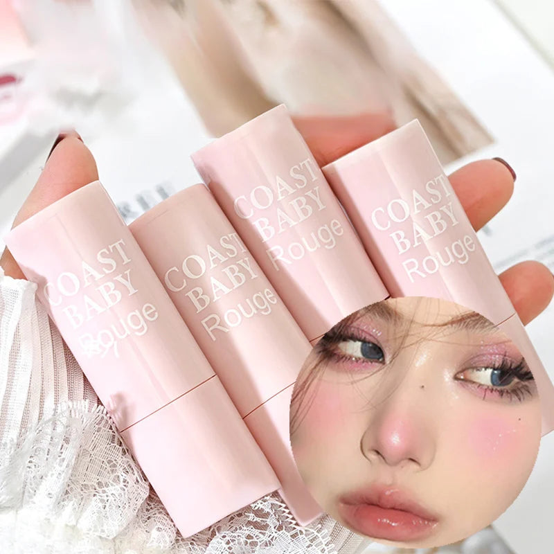 Soft Fog Blush Stick-energetic Bouncy 3 In1 Korean Style Brightening Dual -use For Lips And Cheeks Natural Color Vitality Girl
