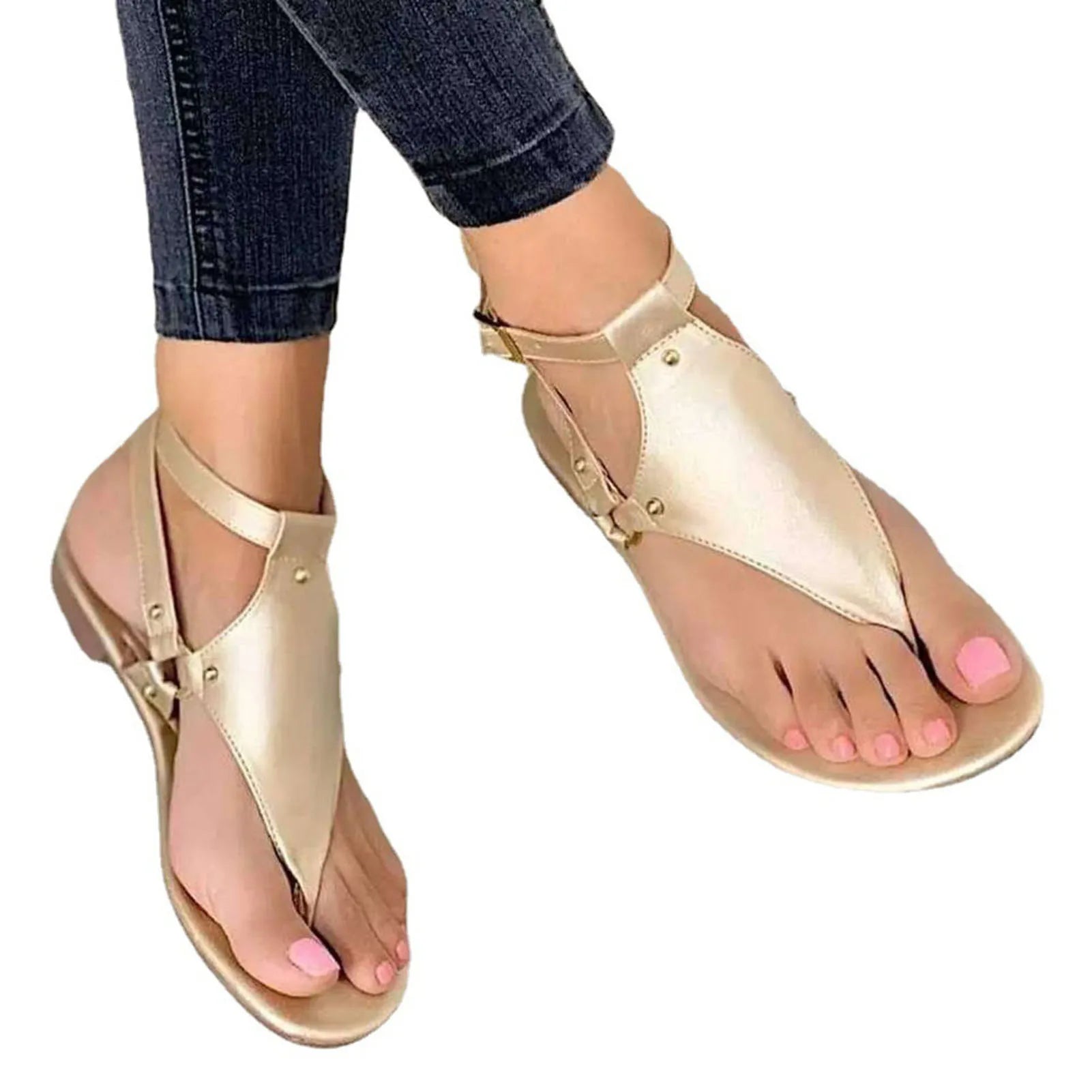 Women's Sandals Simple Clip Toe Flat Shoes Herringbone Shoes Outdoor Sandals
