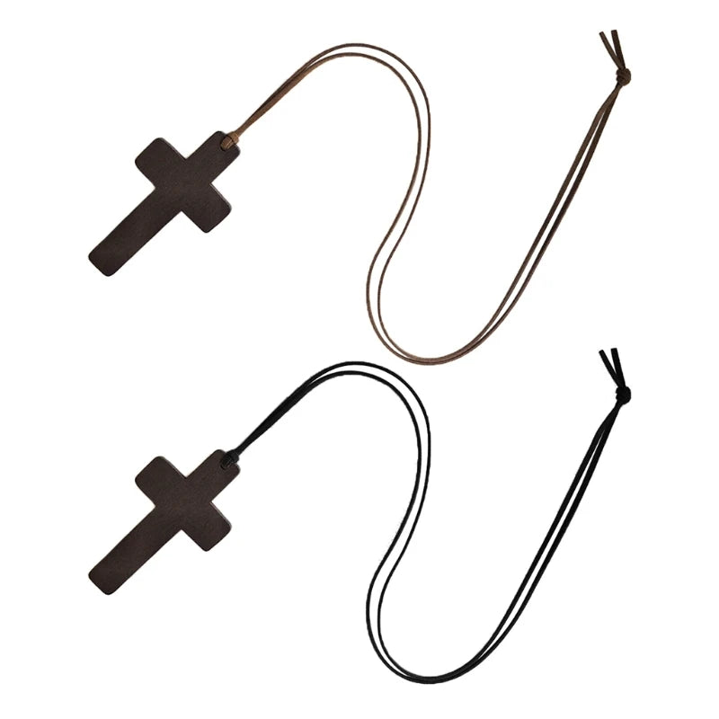Retro Men Women Brown/Black Rope for Cross Pendant Christian Religious Neck