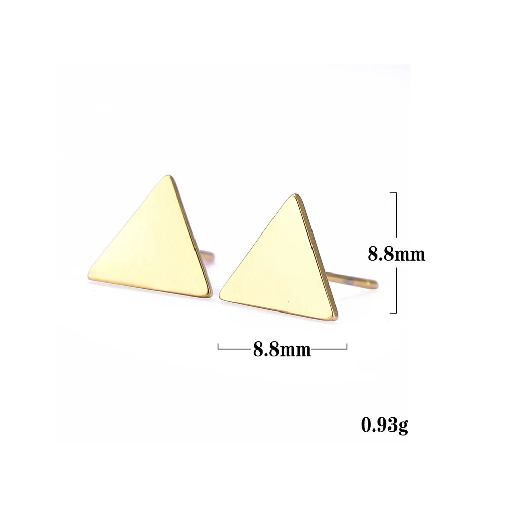 Skyrim Heart Stud Earrings Women Girls Stainless Steel Rectangle Oval Triangle Geometric Earring Minimalist Trend Jewelry Gifts