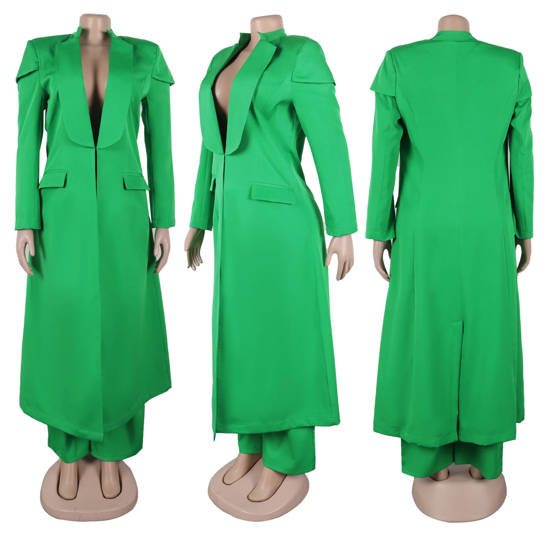 CM.YAYA Women's Set Full Sleeve X-Long Blazer Coat+ Long Pant Suit 2025 Spring Streetwear Two 2 Piece Set Africa OL Work Outfits