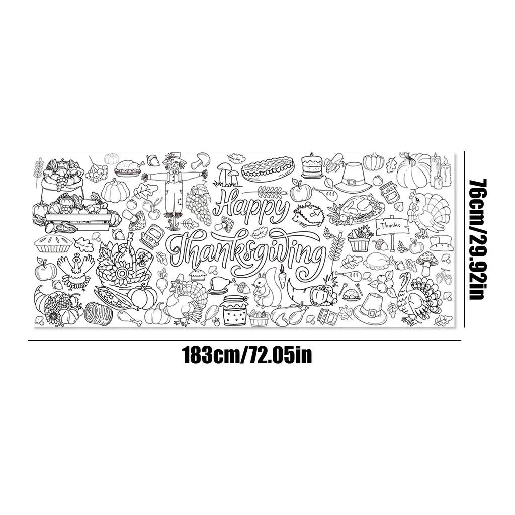 Thanksgiving Unique Interesting Tablecloth Kid Graffiti Interactive Design Family Durable Waterproof Festival Ambiance Supplies