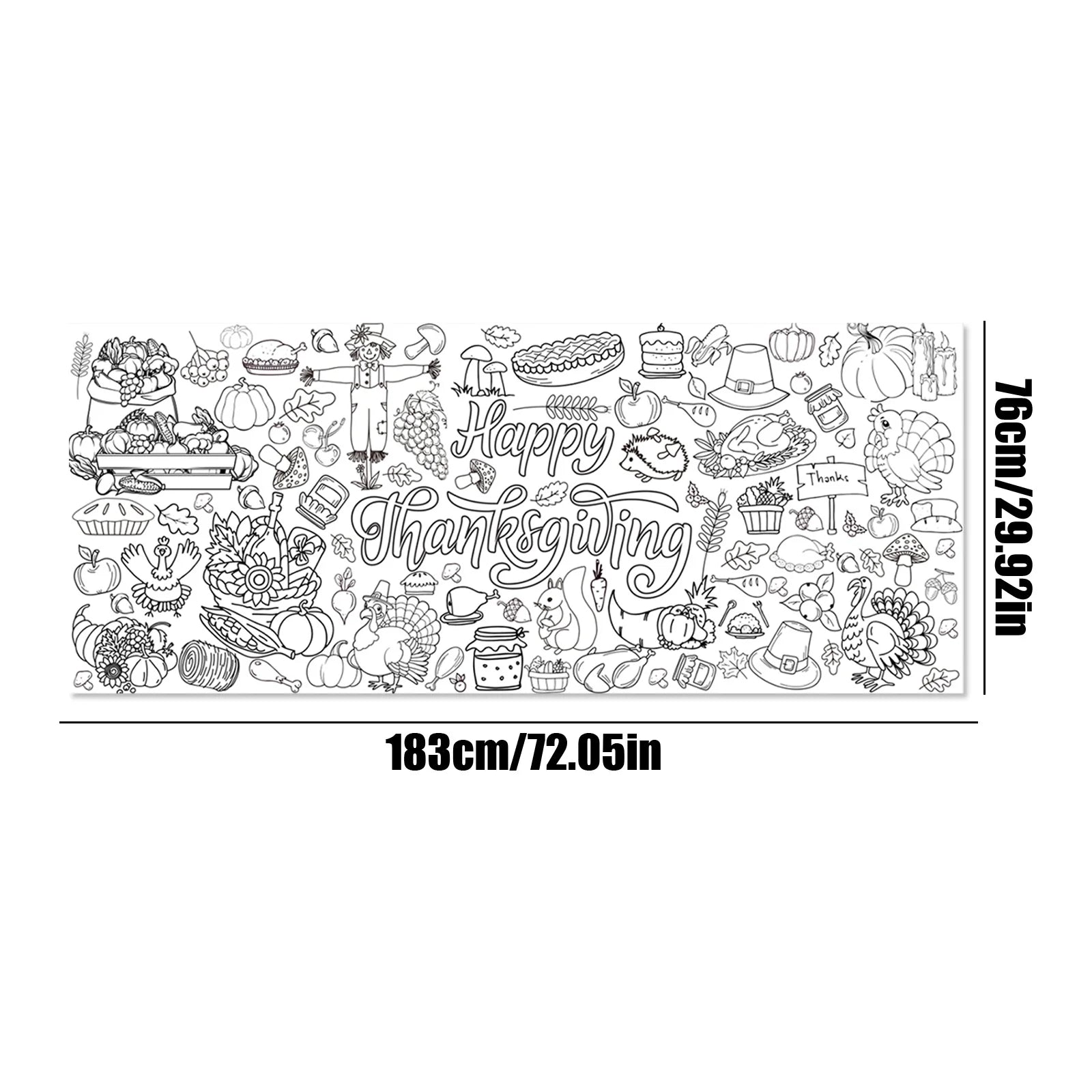 Thanksgiving Unique Interesting Tablecloth Kid Graffiti Interactive Design Family Durable Waterproof Festival Ambiance Supplies
