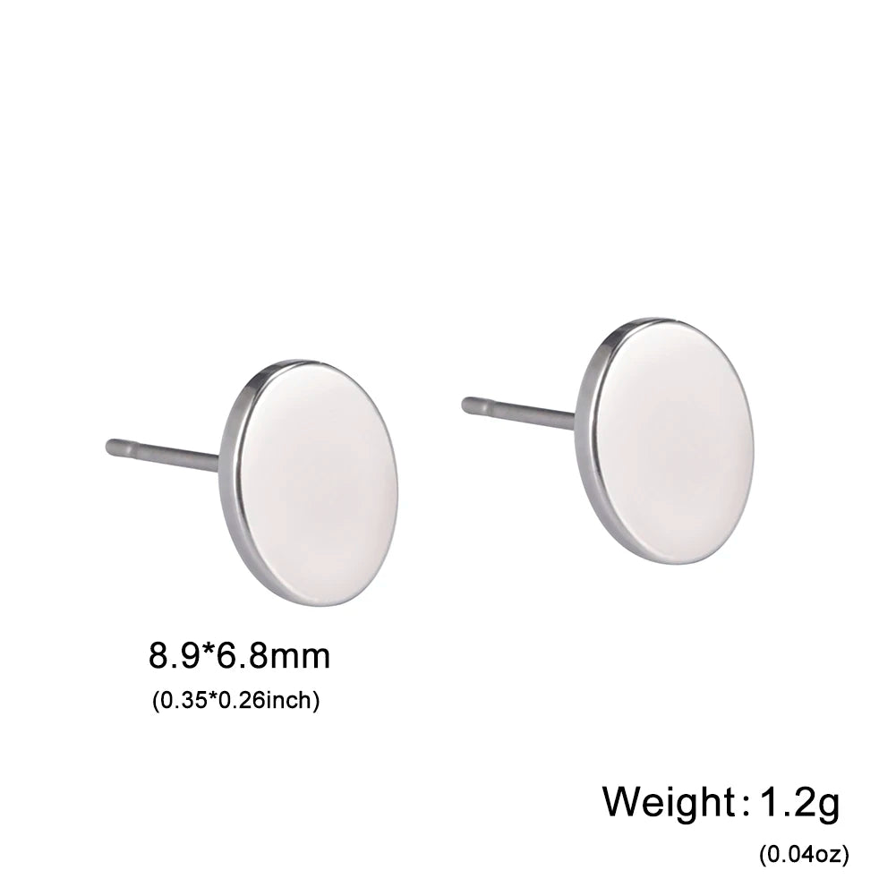 Skyrim Heart Stud Earrings Women Girls Stainless Steel Rectangle Oval Triangle Geometric Earring Minimalist Trend Jewelry Gifts
