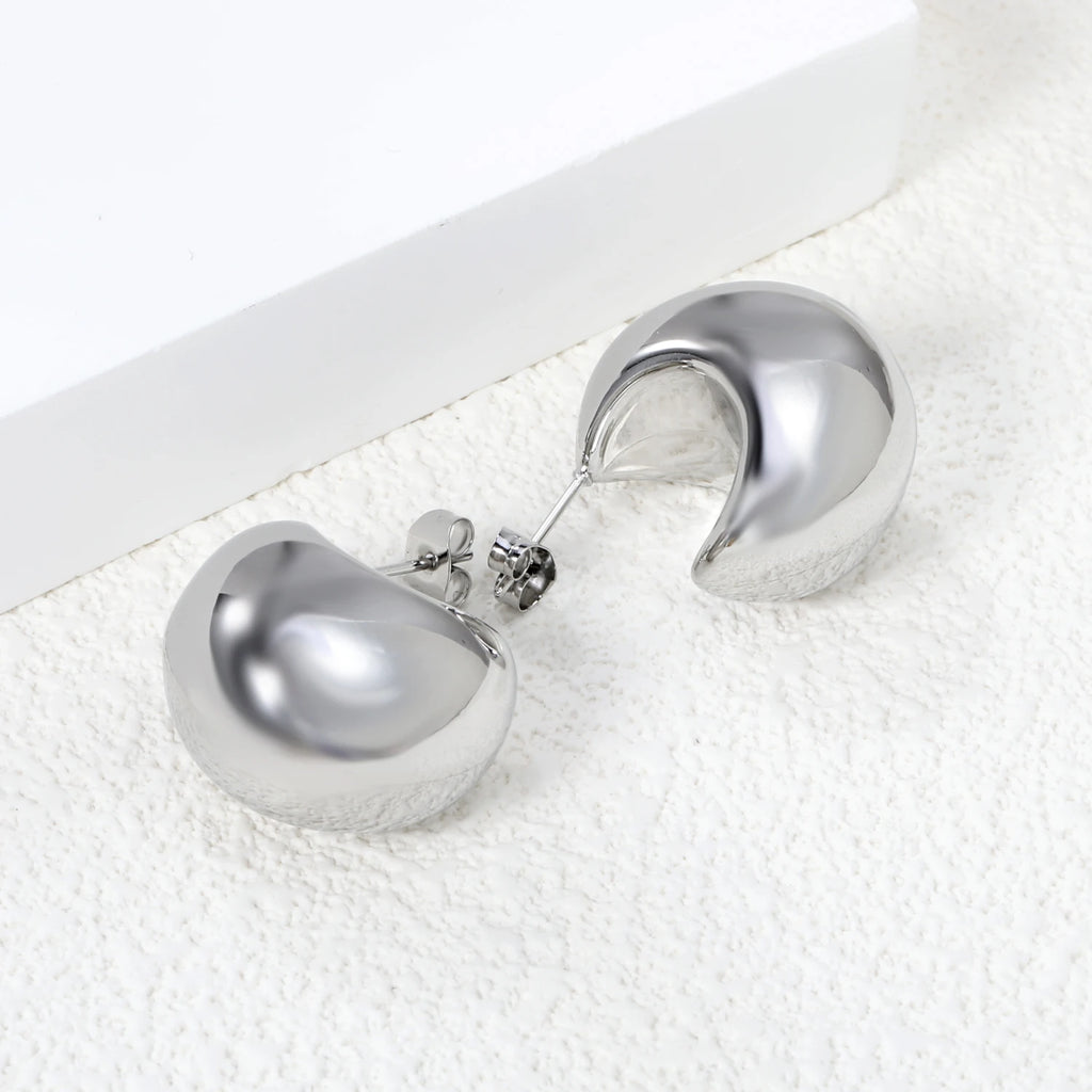 LUXUKISSKIDS Minimalist Gold/Silver Plated Chunky Ball Stud Earrings for Women/Man Thick Bold Sphere Dome Post Round Earring New