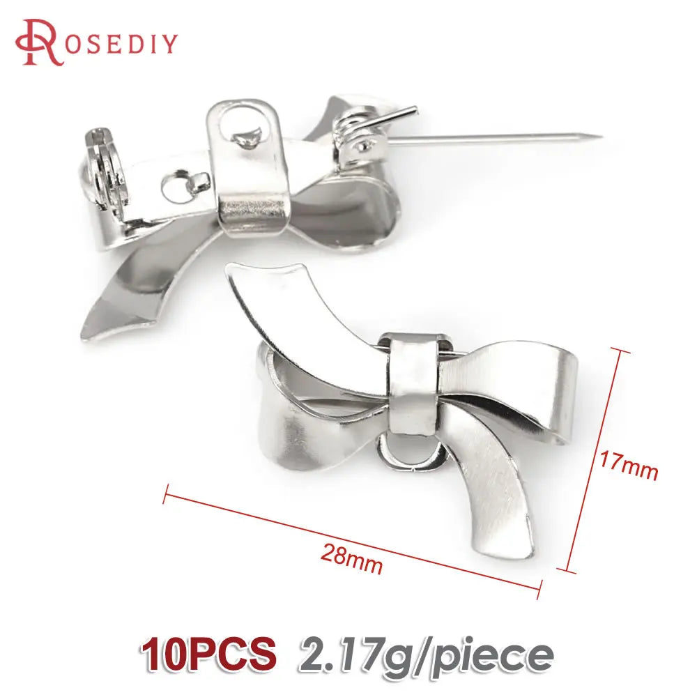 10PCS Antique Bronze Brass Bow Shape Brooch Pins High Quality Diy Jewelry Making Supplies Brooch Accessories for Women