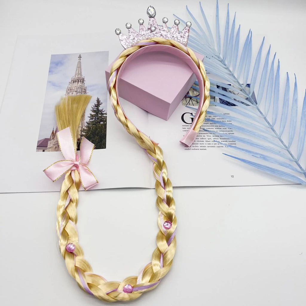 Girls Crown Headpiece Cosplay Princess Halloween Party Costumes Headband Wig Kawaii Headwear Kids Birthday Gifts